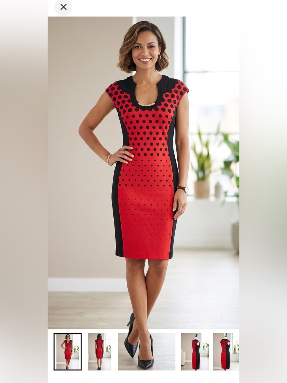 NWT Joseph Ribkoff Sz 12 Shift Dress Metal Hardware Eyelet Embroidered Polka Dot